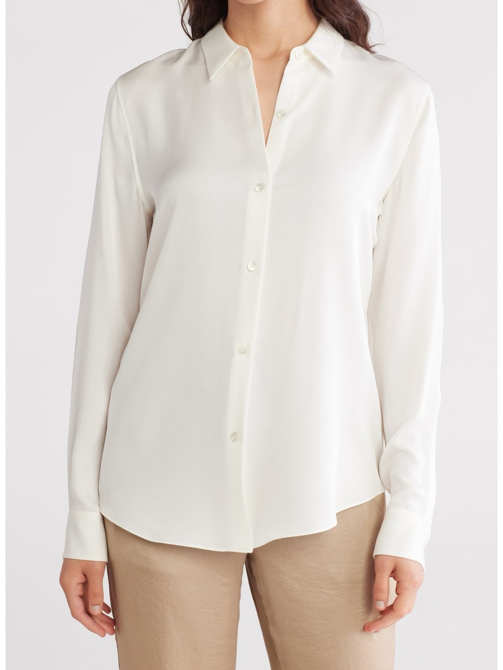 NWT 100% Silk Theory Women's Cream Button-Down, Size Small - Picture 7 of 9